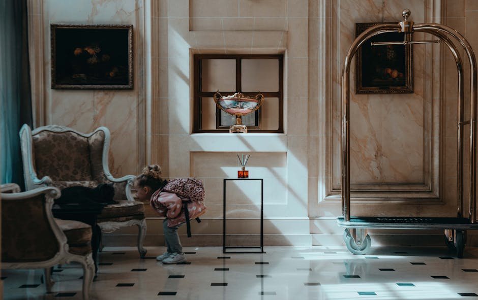Family hotels in Brussels — luxurious hotel lobby welcoming families with children