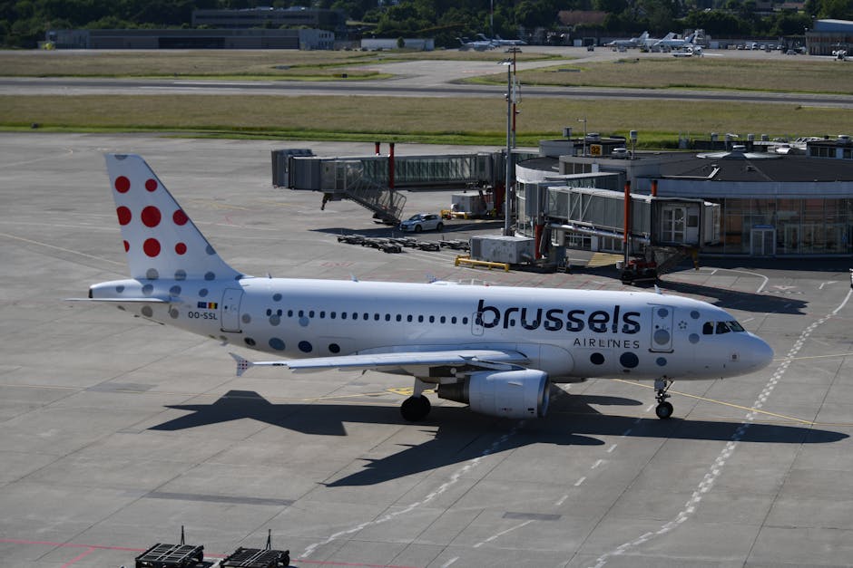 Hotels near Brussels Airport — Brussels Airlines plane taxiing at the runway