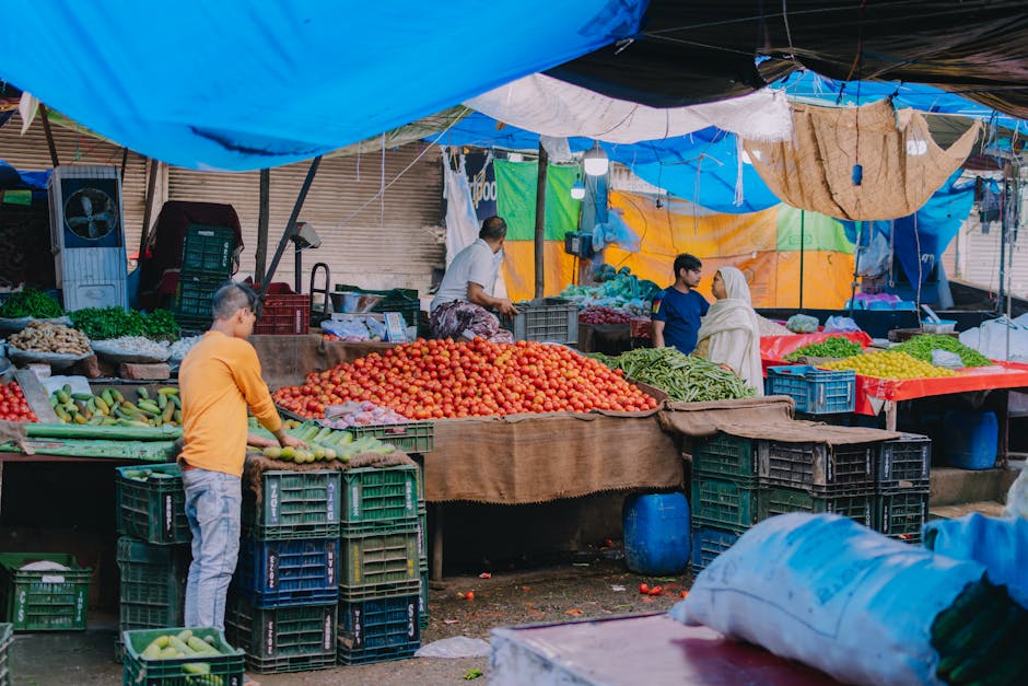 Brussels food markets — vibrant assortment of pickles and preserves on display at indoor market stall