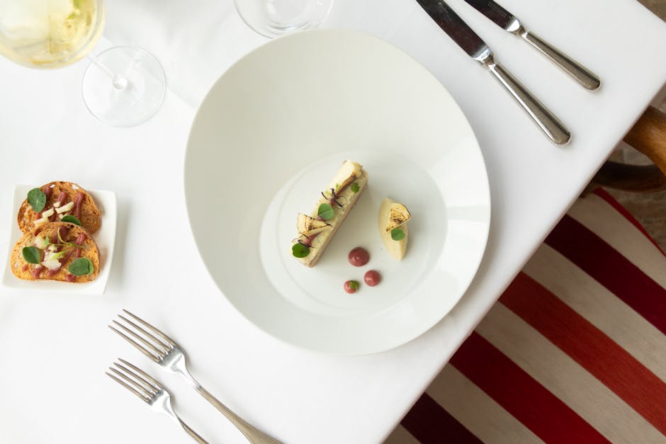 Michelin restaurants in Brussels — top view of gourmet French cuisine in fine dining setup