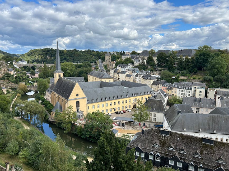 Luxembourg day trip from Brussels — best aerial view of Luxembourg historic architecture including Neumünster Abbey