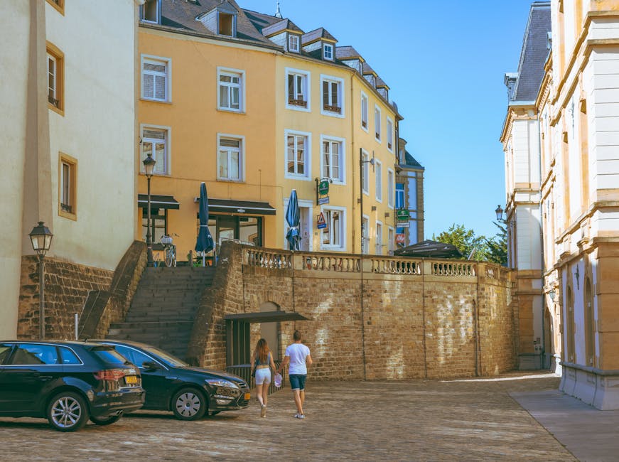 Luxembourg day trip from Brussels — best couple walking along picturesque street in Luxembourg City