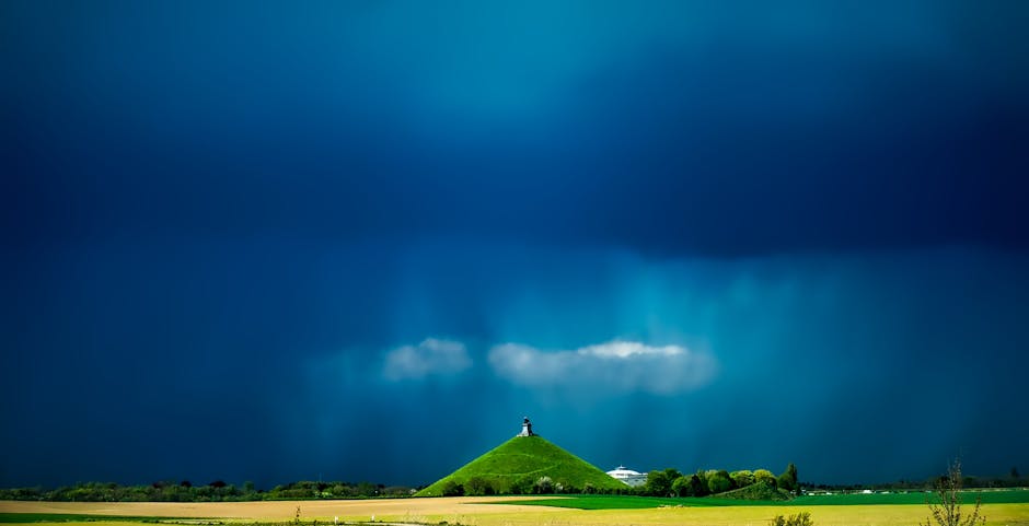 Waterloo battlefield day trip from Brussels — best stormy skies over Waterloo Battle Memorial iconic view