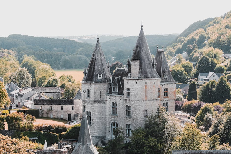 Durbuy day trip from Brussels — best aerial view of historic castle surrounded by lush greenery in Durbuy Belgium