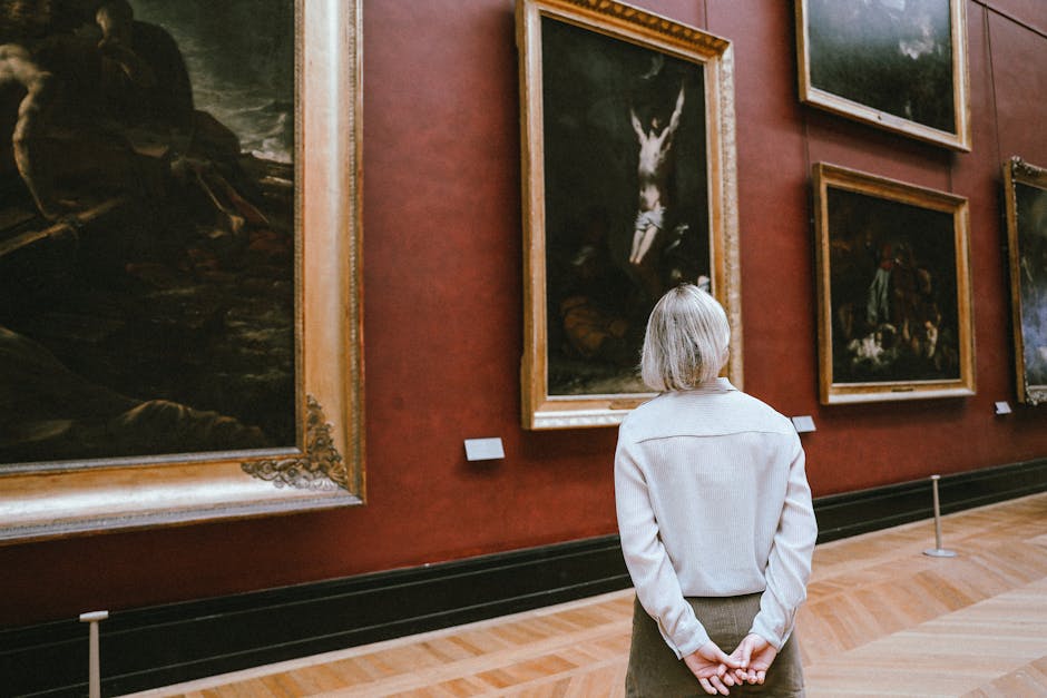 Magritte Museum Brussels — best woman observing surrealist paintings in museum gallery
