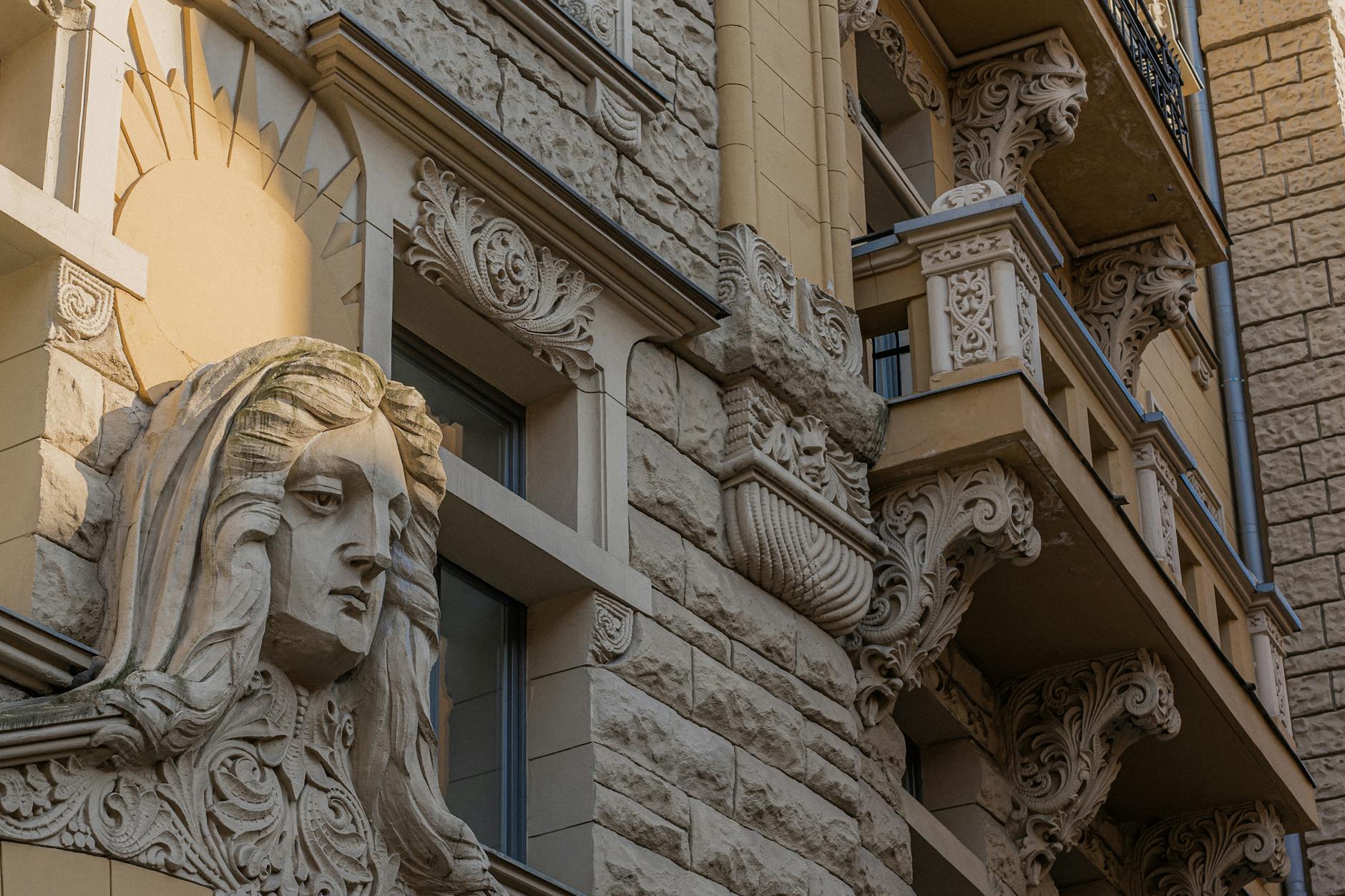 An ornate Art Nouveau building facade in Brussels