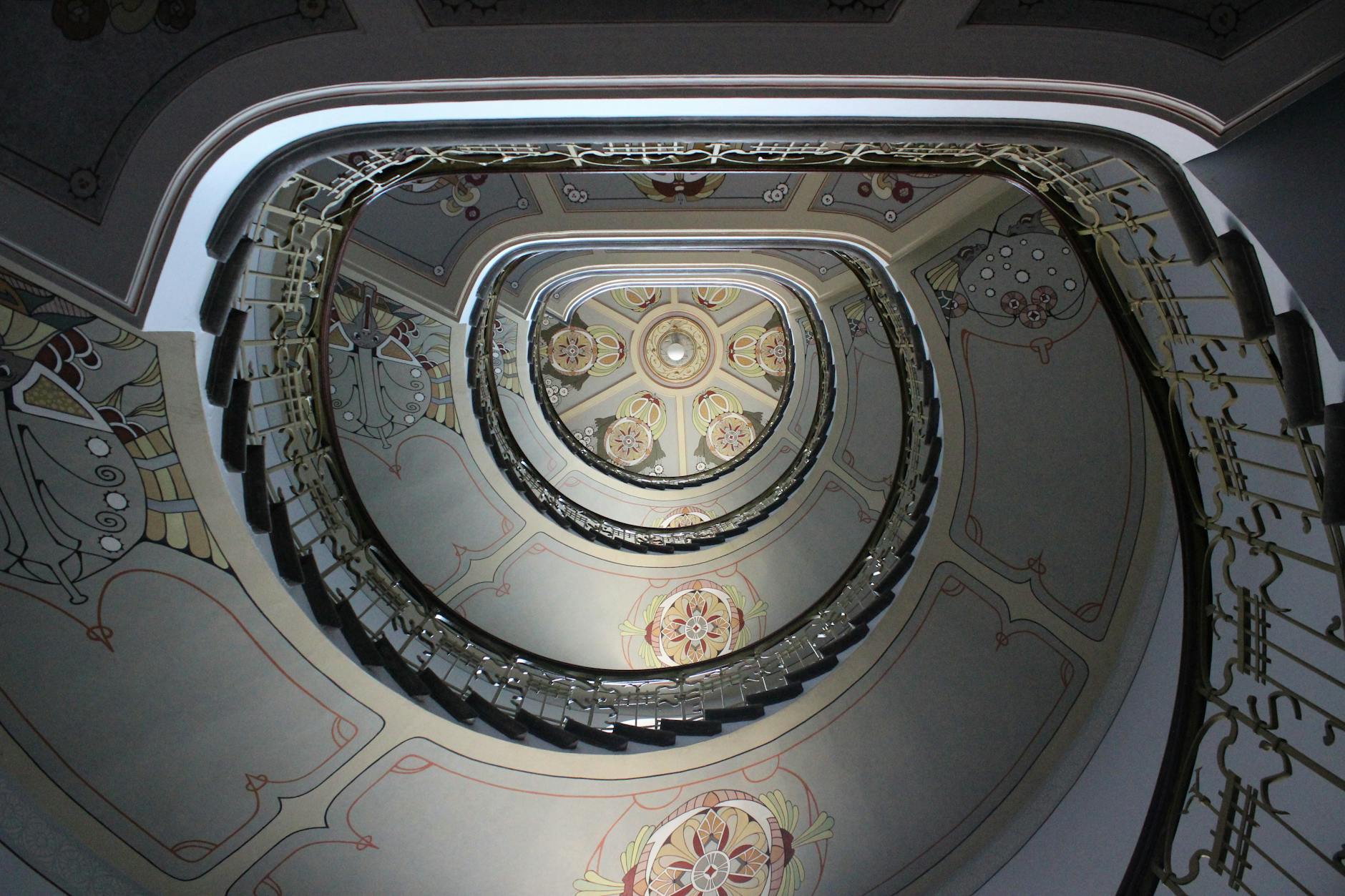 Art Nouveau interior architecture with decorative staircase in Brussels