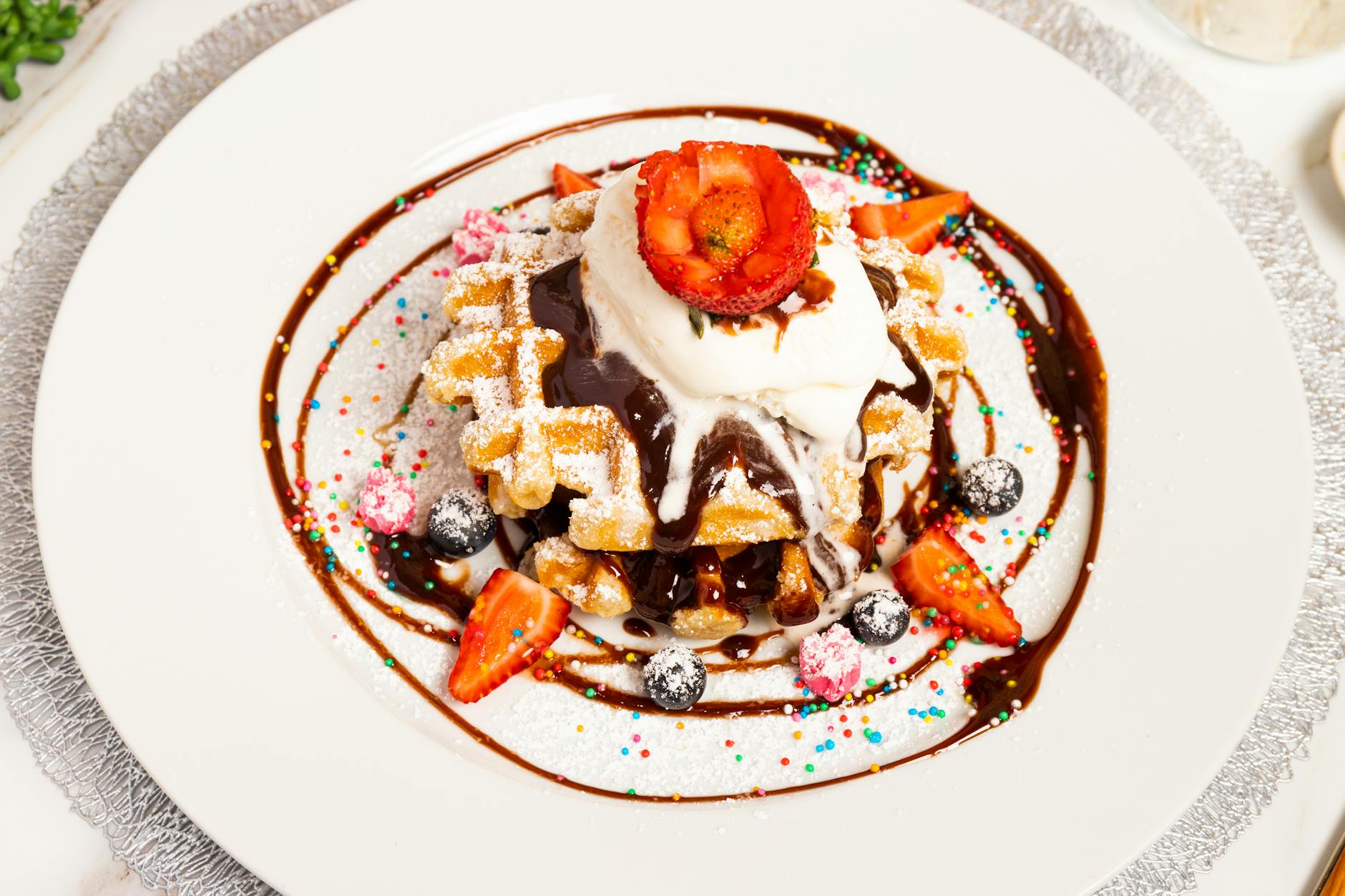 Belgian waffles with fresh toppings — a must-try Brussels street food