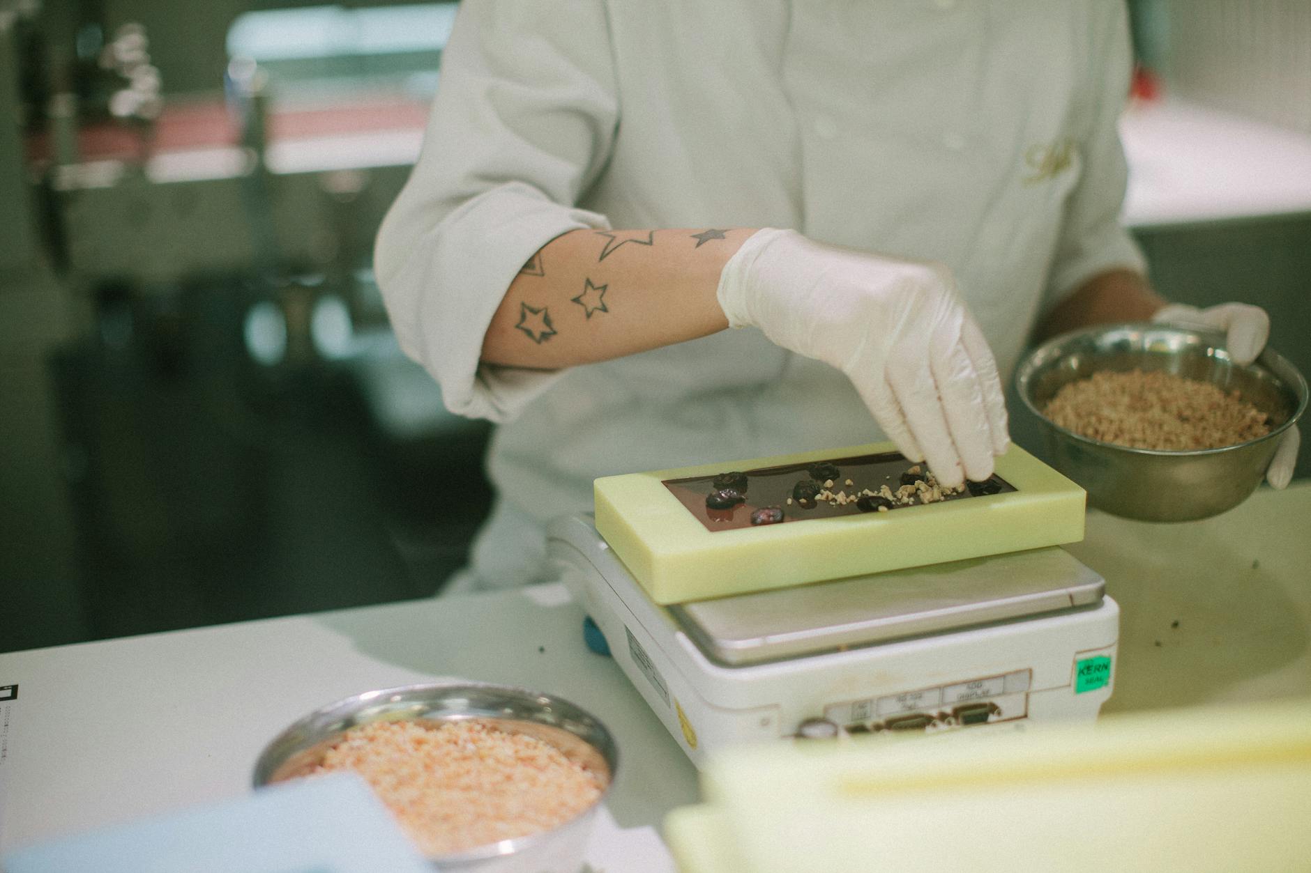 Belgian chocolate making demonstration at a Brussels chocolate museum