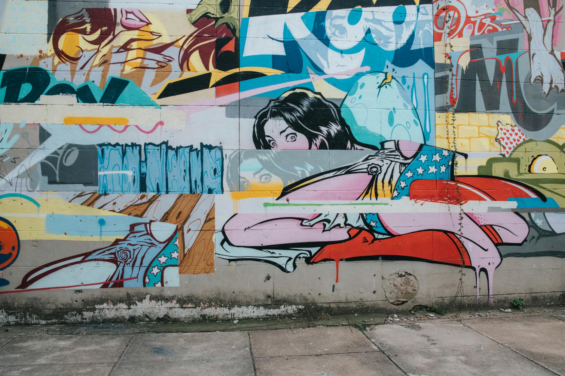 Brussels comic strip mural artwork painted on building wall street art