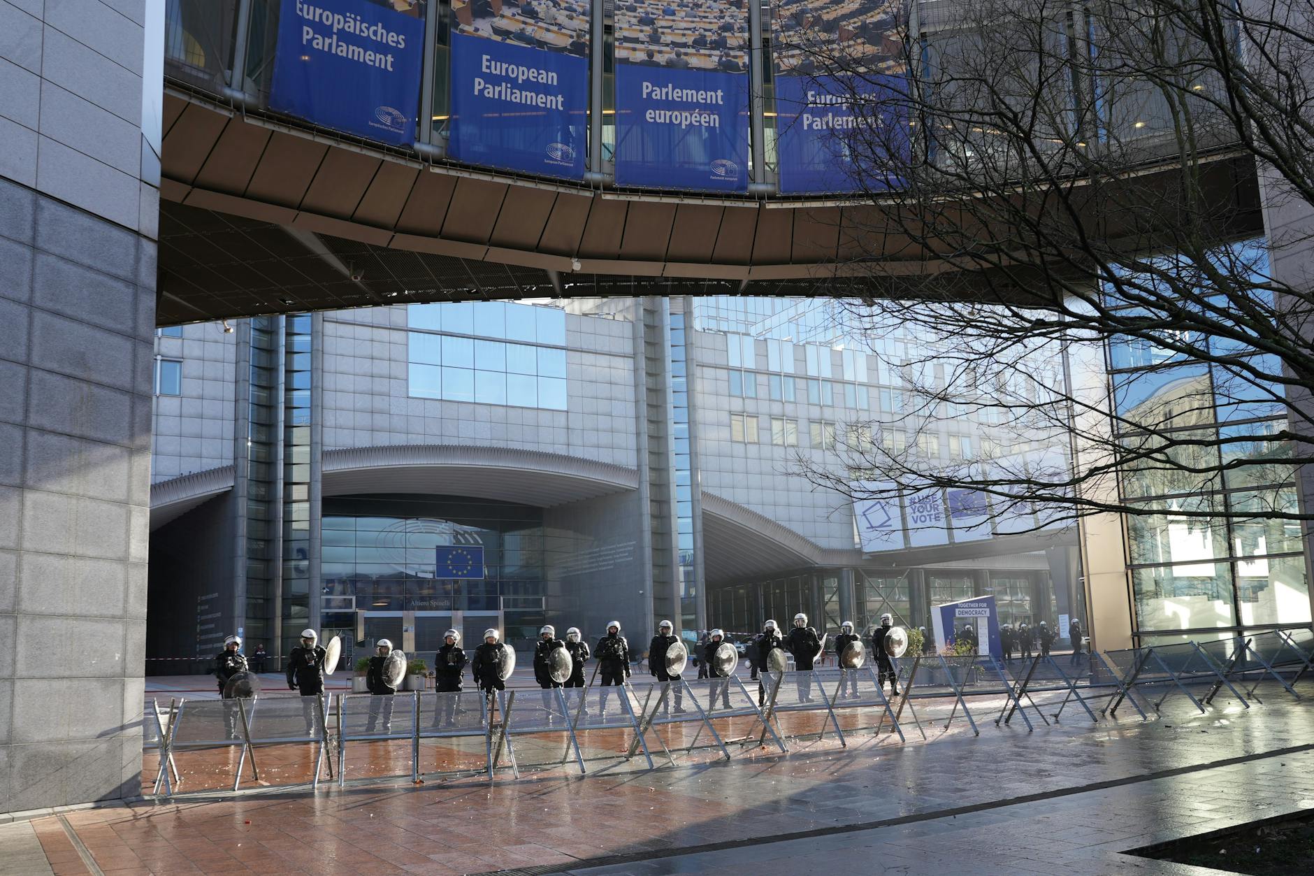 The European Parliament building in the European Quarter of Brussels