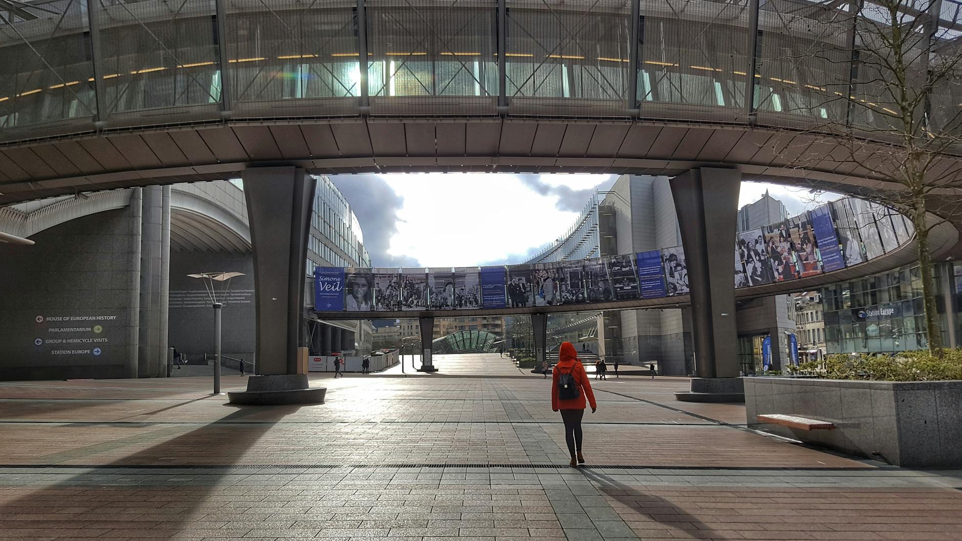 European Parliament building and EU institutions in Brussels European Quarter