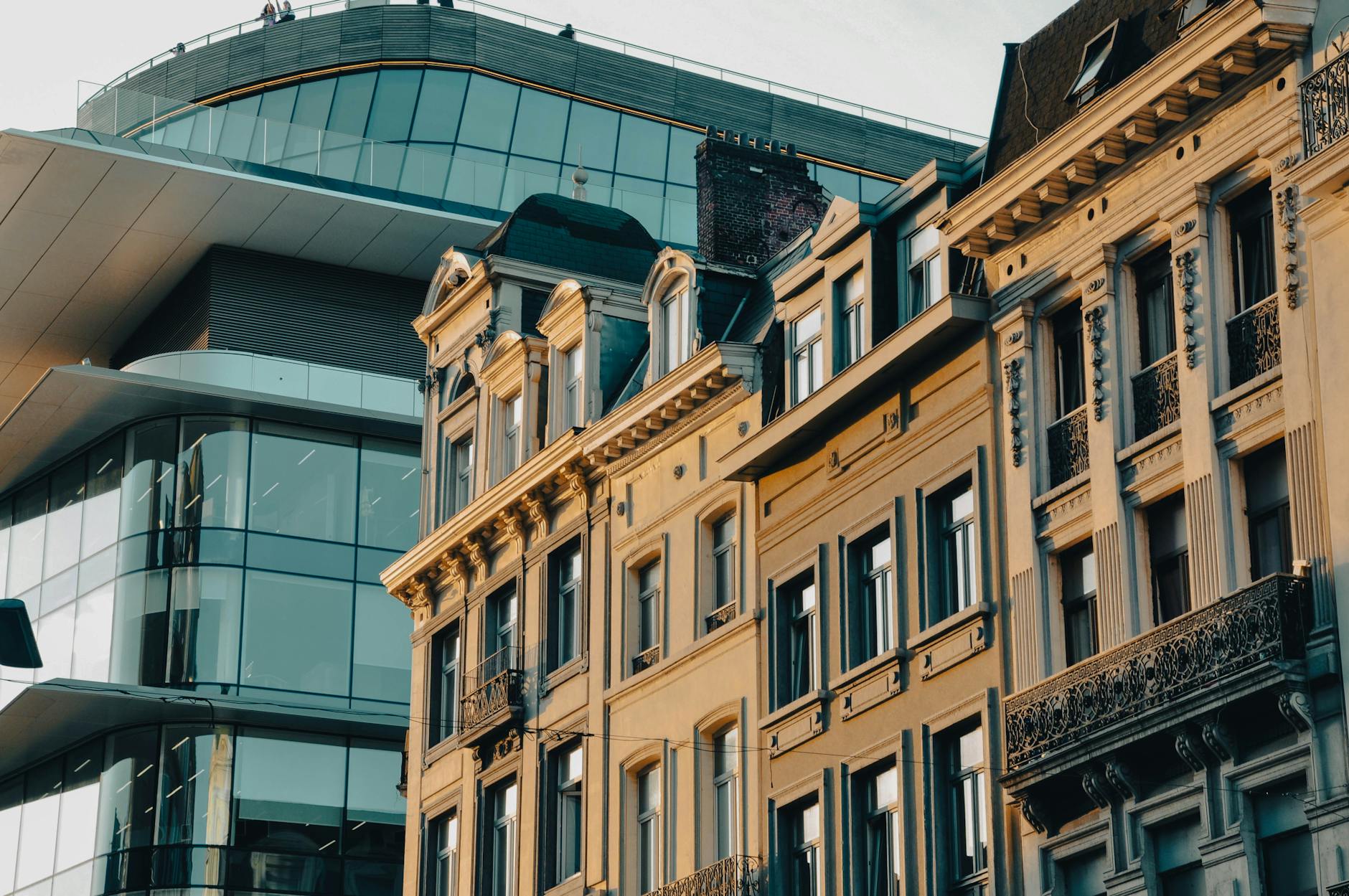 Colourful Art Nouveau facades and vibrant street life in Saint-Gilles Brussels