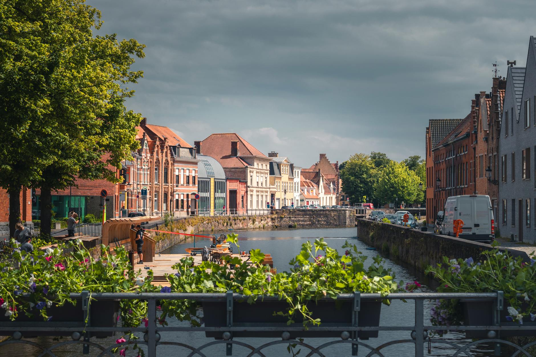 Sainte-Catherine neighbourhood Brussels with canal-side restaurants and cobblestone streets