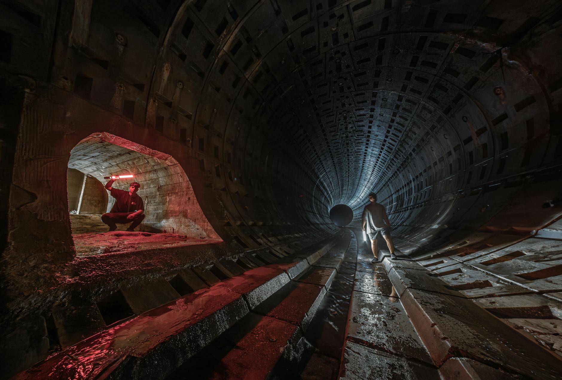 Historic underground brick tunnel beneath Brussels
