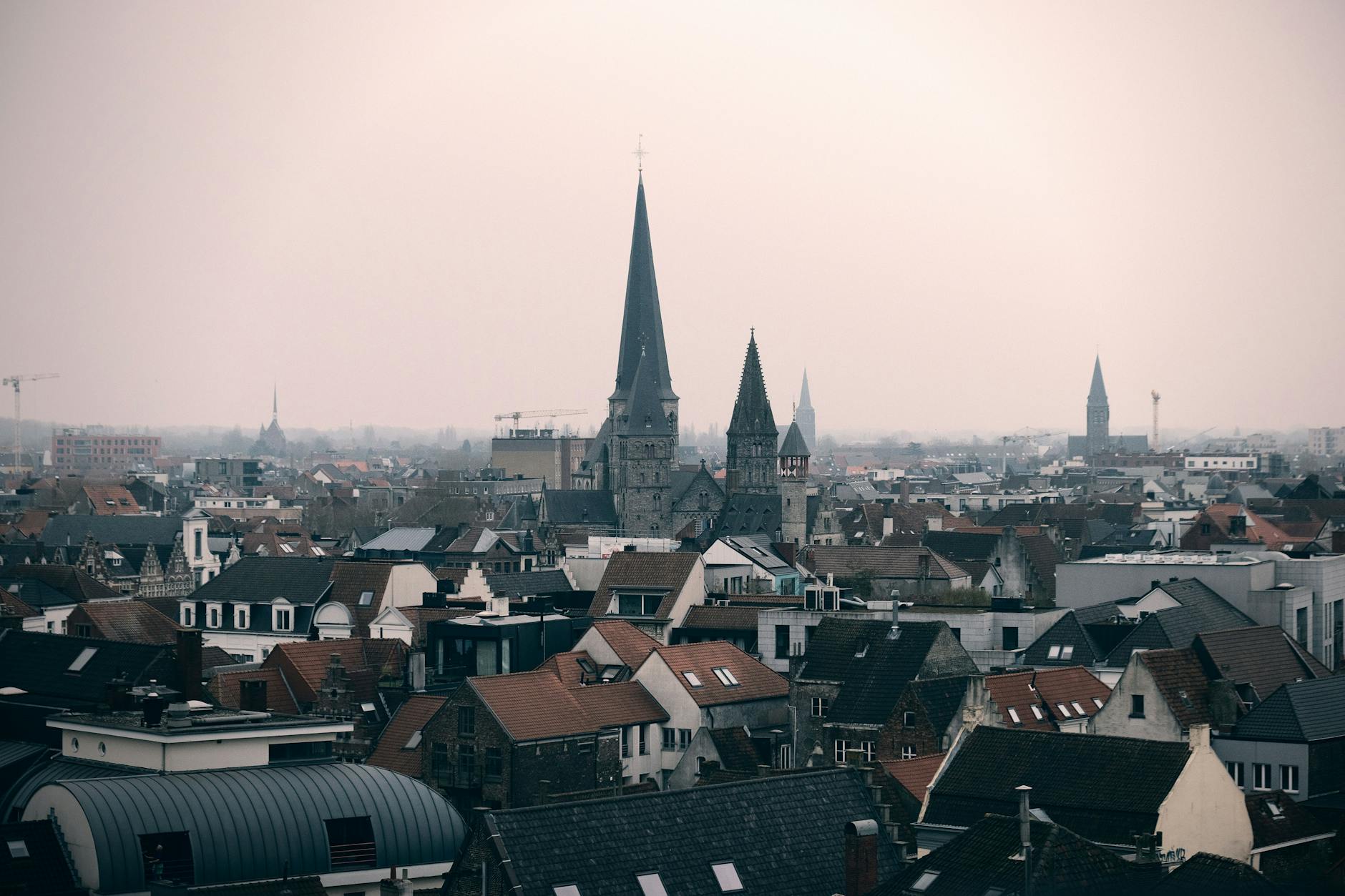 Ghent historic centre with Graslei waterfront and medieval guild houses Belgium
