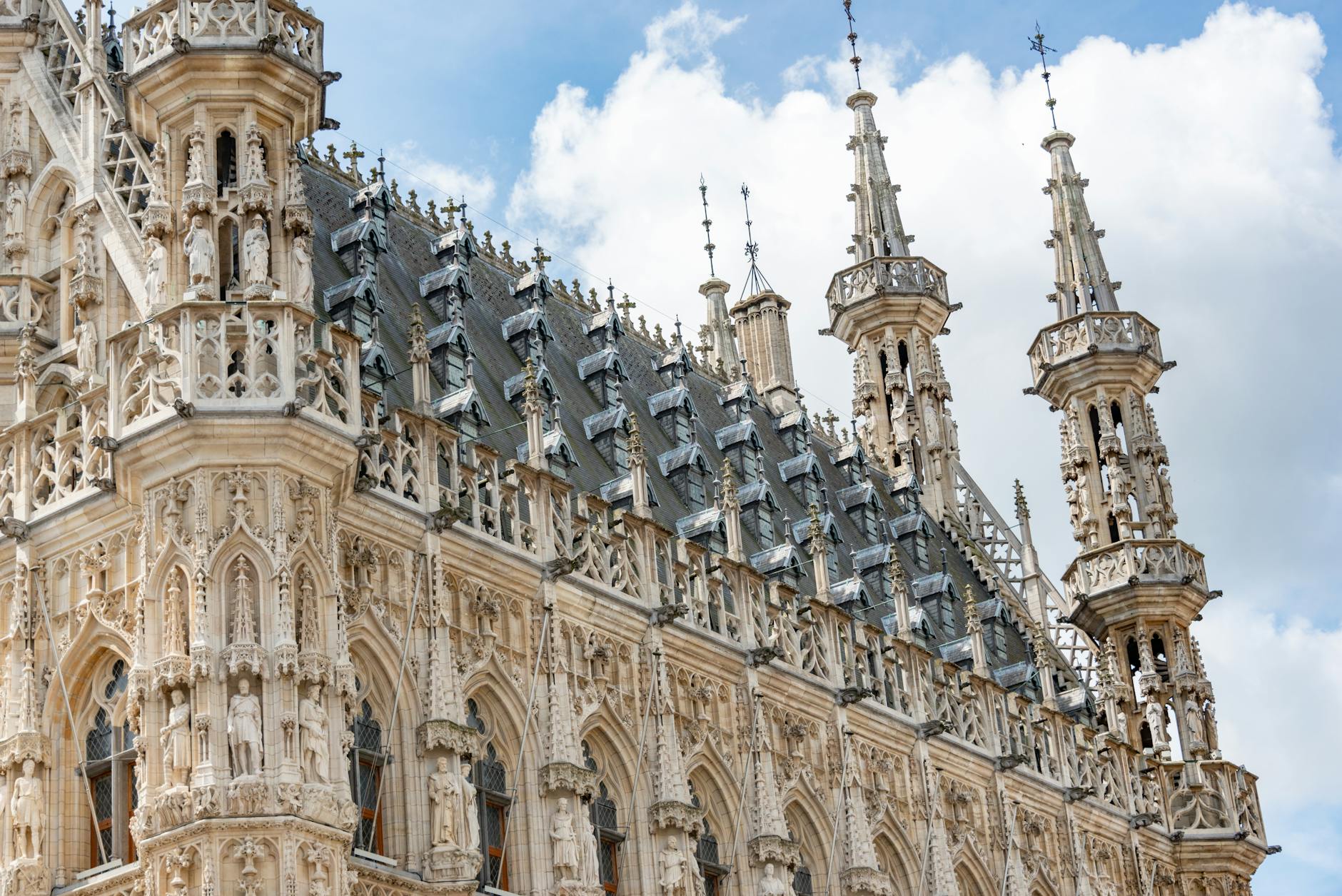 Leuven Gothic town hall on Grote Markt square Belgium