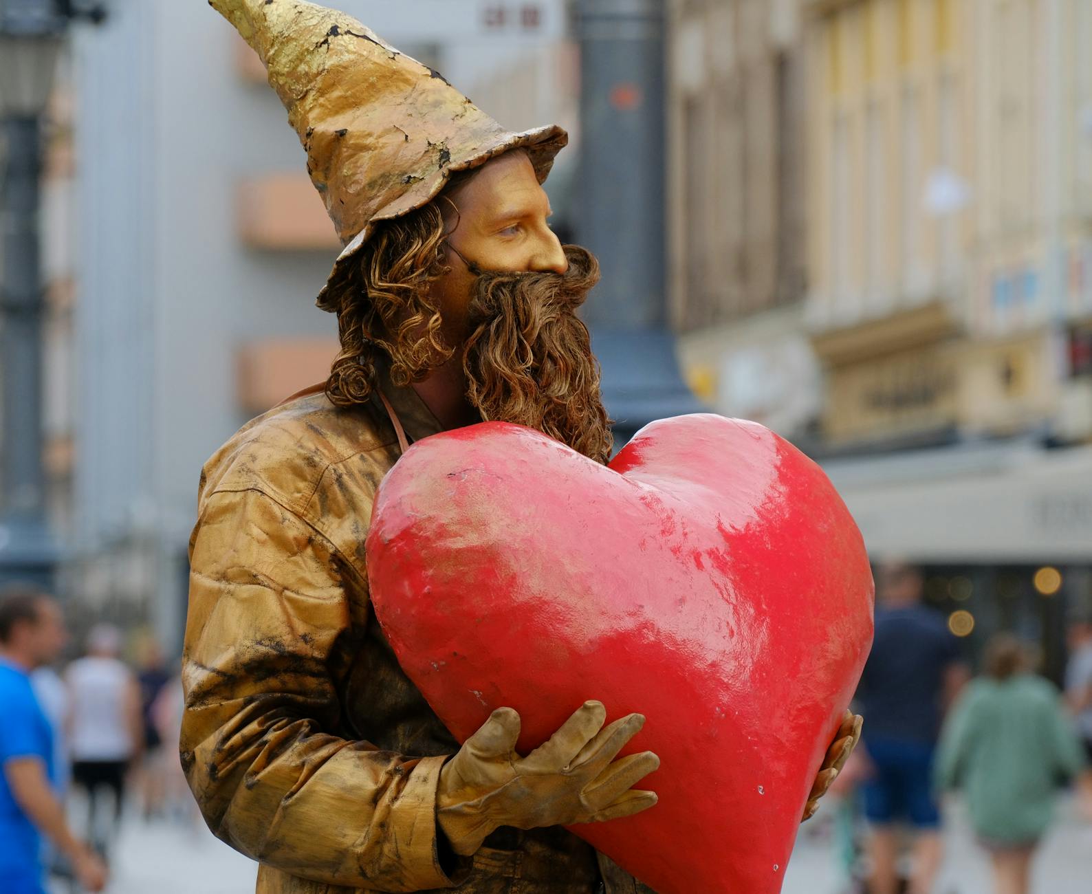 The Manneken Pis statue in Brussels dressed in costume