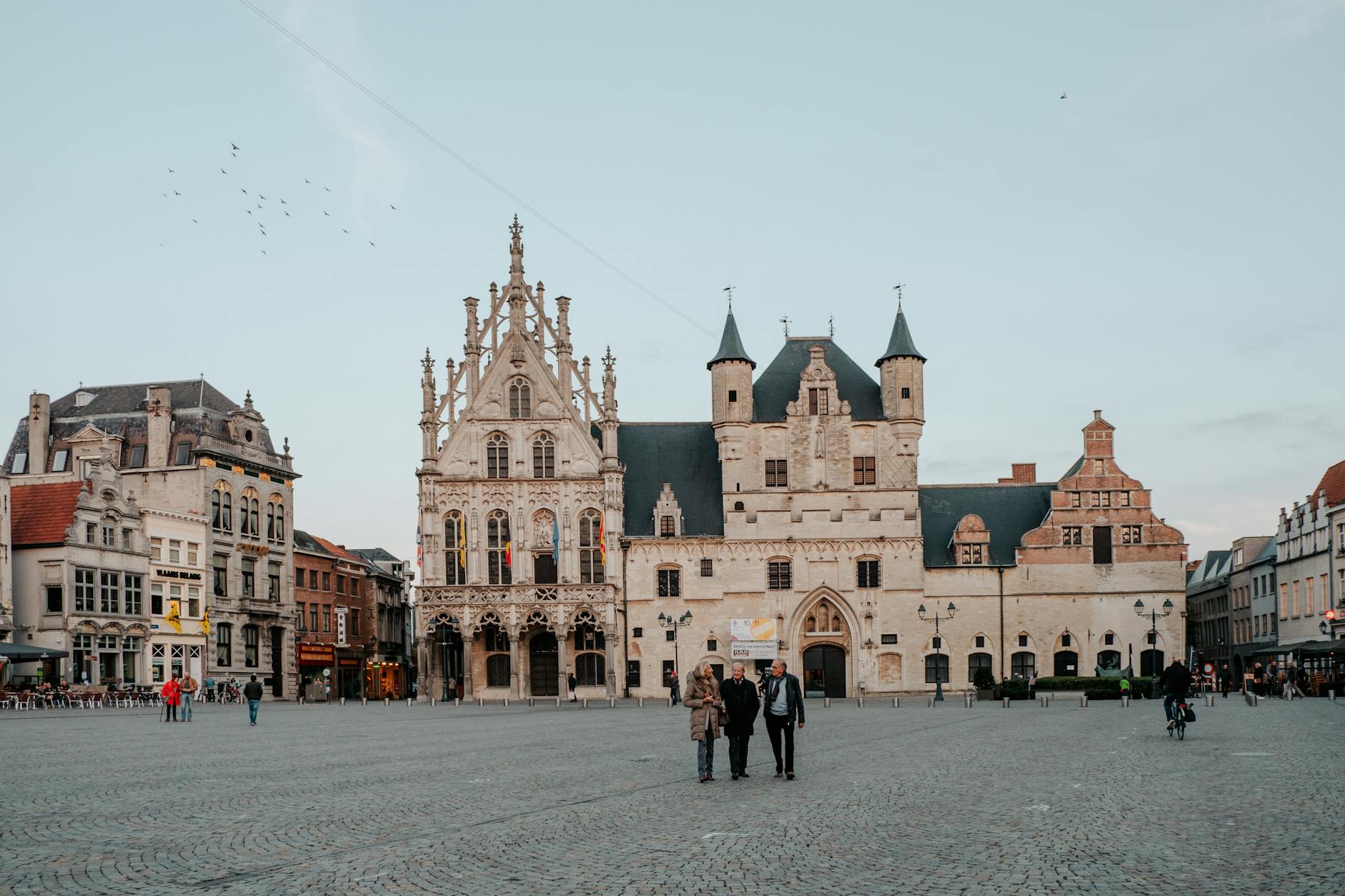 Mechelen Belgium historic city centre with St Rumbolds Cathedral