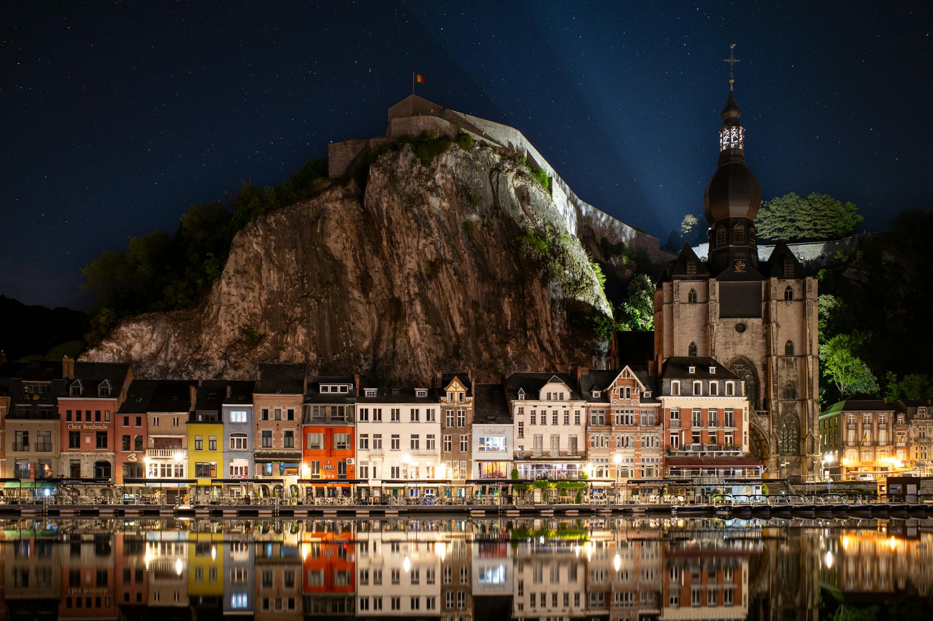 Namur Belgium with citadel fortress overlooking the Meuse and Sambre rivers